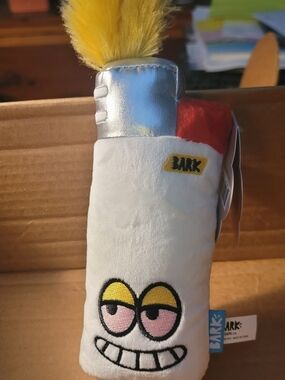 BARK Plush Lighter Toy - White with Yellow, Pink & Silver Accents